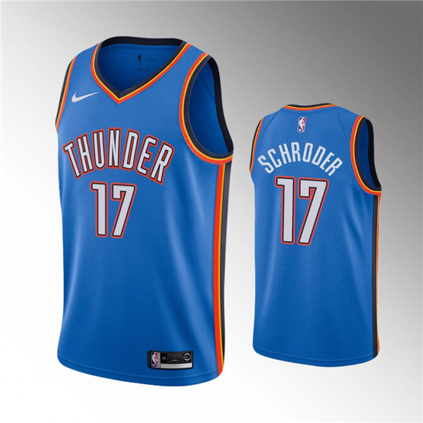 Men's Oklahoma City Thunder #17 Dennis Schroder Blue Stitched Basketball Jersey